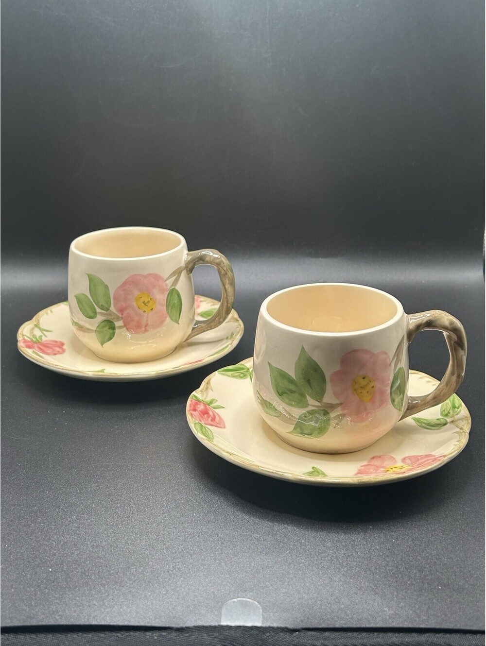 Vintage Set Of 2 Franciscan Desert Rose Demitasse Cups/Saucers England 1960’s